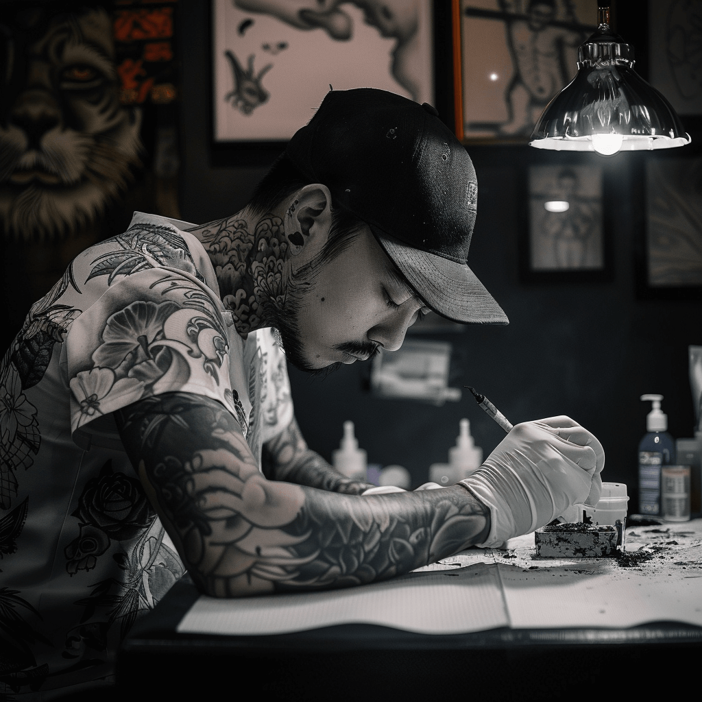 tattoo artist working