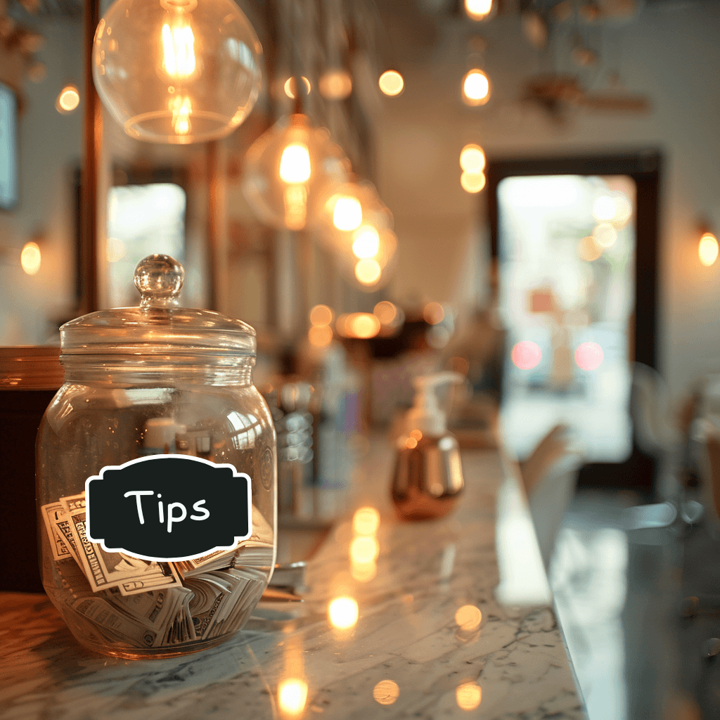 tip jar in beauty salon